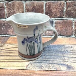 Studio Art Hand Thrown Reynolds Pottery Vase Mug Pitcher Iris Botanical Vintage